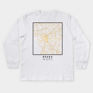 OSAKA JAPAN CITY STREET MAP ART Kids Long Sleeve T-Shirt